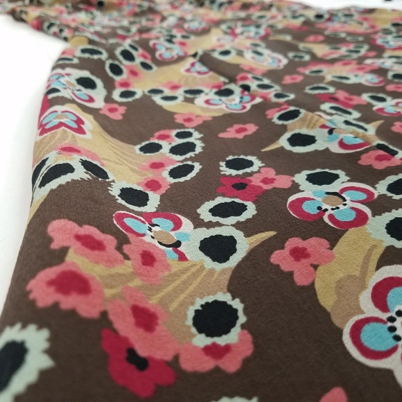 Jigsaw dress silk floral brown tan 8 - Picture 6 of 7